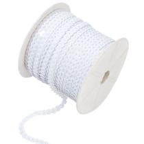 Cordão de bobina com acabamento em lantejoulas de 6 mm x 100 jardas, branco para costura Cordão de bobina com acabamento em lantejoulas de 6 mm x 100 jardas, branco para costura