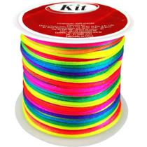Cordão de Cetim 1MM Multicolorido - Rolo com 20 Metros