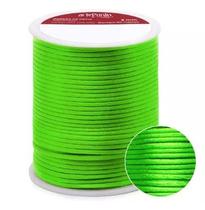 Cordão de cetim 2mm arte punto cd001 cor 160 verde neon 50 metros