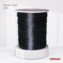 Cordão de Cetim Rabo de Rato Circulo 1mm com 50mts Cor Preto 325