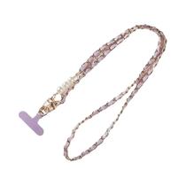 Cordão De Couro Longo Para Celular Feminino Com Corrente De Metal E Pérola, Decoração Universal Para