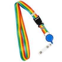 Cordão de Identificação com Roller Clip Retrátil - Colorido Arco-Íris (1 Und)