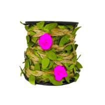 Cordão de juta 7mm c/flores cor 195 pink metro