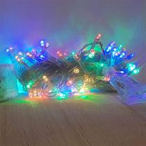 Cordão de LED Luz Colorida com Fio Incolor 100 Leds 5m 127V - 1unidade - Cromus Natal - Rizzo - Cromus Embalagens
