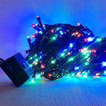 Cordão de LED Luz Colorida com Fio Verde 100 Leds 5m 127V - 1unidade - Cromus Natal - Rizzo