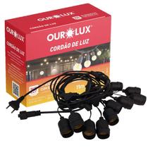 Cordao De Luz Varal 11 Metros 10 Soquetes Com Emenda IP65 E27