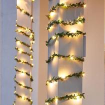 Cordão De Luzes Led Folhas Artificiais Decorativas 2M/20Leds Cordão De Luzes Led Folhas Artificiais Decorativas 2M/20Leds