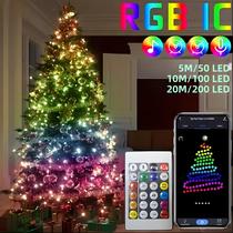 Cordão De Luzes LED RGB-IC USB Inteligente 5V Para Decorações De Natal WS2812 Com Controle Remoto Cordão De Luzes LED RGB-IC USB Inteligente 5V Para Decorações De Natal WS2812 Com Controle Remoto
