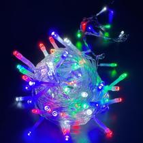 Cordão De Luzes Natalinas Colorido Rgb 10 Metros 100 Leds Pisca Pisca Natal Decorativo Para Árvore