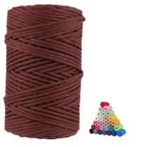 Cordão de macramê de algodão virado 5 mm x 100 m marrom escuro