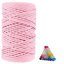 Cordão de macramê de algodão virado 5 mm x 100 m rosa claro