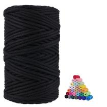 Cordão de macramê FLIPPED 100% algodão natural 5 mm x 110 m - preto