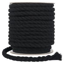 Cordão de macramê Tenn Well Black 8 mm 18 m 3 camadas de algodão torcido