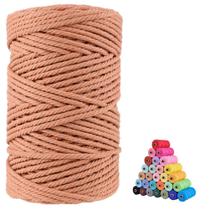 Cordão de macramê virado 5 mm x 100 m de algodão natural vermelho