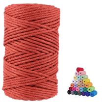 Cordão de macramê virado para 5 mm x 100 m, corda de algodão vermelho-ferrugem Cordão de macramê virado para 5 mm x 100 m, corda de algodão vermelho-ferrugem