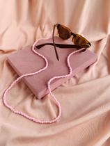 Cordão de miçangas para óculos glasschain tons pastéis rosa e roxo