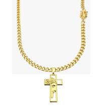 Cordão de Ouro 18K com Crucifixo Masculino Grosso 4mm Banhado Cordão de Ouro 18K com Crucifixo Masculino Grosso 4mm Banhado