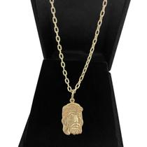 Cordão De Ouro 18k Fino 70cm Corrente Carrier Cadeado Com Face de Cristo de Ouro Puro 18k Cordão De Ouro 18k Fino 70cm Corrente Carrier Cadeado Com Face de Cristo de Ouro Puro 18k