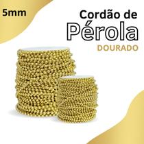 Cordão De Pérola Dourada - 05 Mm Rolo Com 50 Metros - Nybc