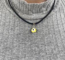 Cordão De Pescoço Olho Grego amarelo redondo 0,5 cm