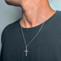 Cordão de prata 925 e pingente de Cruz