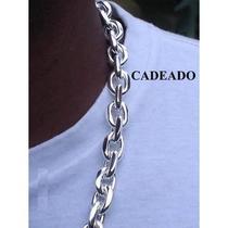 Cordão de prata 950 Elos cadeado 90 gramas 50 cm 8mm de largura Fecho gaveta com 2 travas laterais Cordão de prata 950 Elos cadeado 90 gramas 50 cm 8mm de largura Fecho gaveta com 2 travas laterais