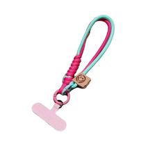 Cordão De Telefone Estilo Britânico Com Trançado Contrastante, Corda De Pulso Moderna, Pingente De