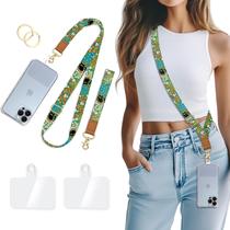 Cordão de telefone Piefly Crossbody Pulseira Black Cat Flower