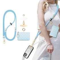 Cordão de telefone transversal com carteira de couro com zíper para todos os telefones Cordão de telefone transversal com carteira de couro com zíper para todos os telefones