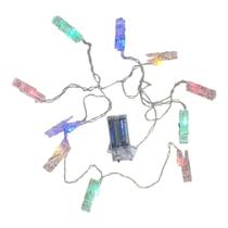 Cordão Decorativo com 10 Clipes LED Coloridos 2,3m à Pilha