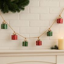 Cordão Decorativo Natal Presentes Metal 1,7m Vermelho Verde