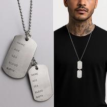 Cordão Dog Tag Duplo Placa Militar Aço Inoxidável Gravação Fator Rh Alerta De Saúde
