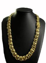 Cordão dubai 15mm banhado a ouro 18k - fecho são jorge