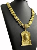 Cordão dubai 15mm banhado a ouro 18k + pingente jesus Cordão dubai 15mm banhado a ouro 18k + pingente jesus