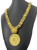 Cordão Dubai 15Mm + Pingente Estrela De Davi - Banhado Ouro Cordão Dubai 15Mm + Pingente Estrela De Davi - Banhado Ouro