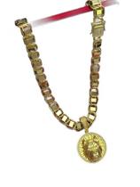 Cordão Dubai 15Mm + Pingente Pitbull Redondo Banhado A Ouro