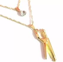 Cordão Duplo Chapinha Cabeleireira Folheado A Ouro 18k Cordão Duplo Chapinha Cabeleireira Folheado A Ouro 18k