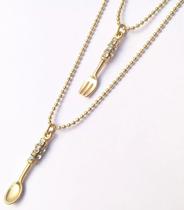 Cordão Duplo Colher Garfo Cozinheira Folheado 18k