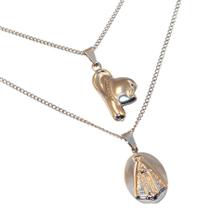 Cordão Duplo Country Colar Chapéu Aparecida Aço Inox Cordão Duplo Country Colar Chapéu Aparecida Aço Inox