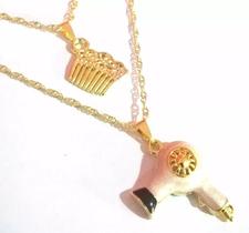 Cordão Duplo Secador Pente Folheado A Ouro 18k Cordão Duplo Secador Pente Folheado A Ouro 18k