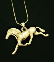 Cordão E Pingente Country Cavalo A Galope Banho Ouro 18k 1566 Cordão E Pingente Country Cavalo A Galope Banho Ouro 18k 1566