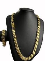 Cordão e pulseira banhado a ouro 18k - friso balão 13mm Cordão e pulseira banhado a ouro 18k - friso balão 13mm