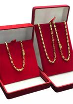 Cordão E Pulseira Tijolinho 3Mm Conjunto Banhado A Ouro 18K Cordão E Pulseira Tijolinho 3Mm Conjunto Banhado A Ouro 18K