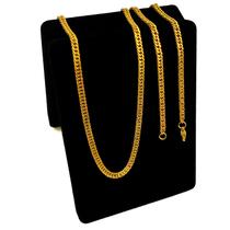 Cordão Elo Duplos Corrente Masculina 4mm Banhada Ouro 18k Colar Moderno