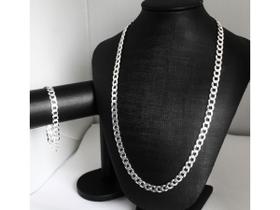 Cordão Elo Grumet Escamada De Peixe 8mm E Pulseira Prata 925