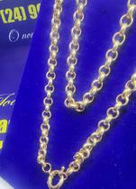 Cordão Elos Português Peso 9.31 Gramas 46 Cm 5 mm Modelo Oco Fecho Boia 10 mm