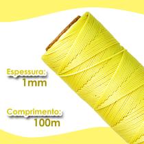 Cordão Encerado 1mm - Fio Cordone Amarelo Bebê - 100 Metros - Nybc