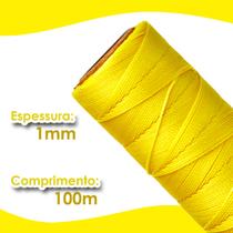 Cordão Encerado 1mm - Fio Cordone Amarelo Gema - 100 Metros - Nybc
