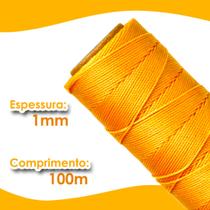 Cordão Encerado 1mm - Fio Cordone Amarelo Ouro - 100 Metros - Nybc