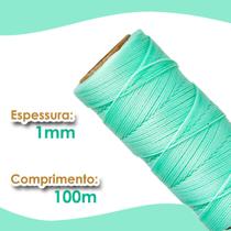 Cordão Encerado 1mm - Fio Cordone Azul Claro - 100 Metros - Nybc